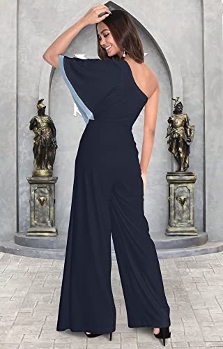 Image of KOH KOH Womens 2026 One Off Shoulder Asymmetric Long Pant Jumpsuit Romper