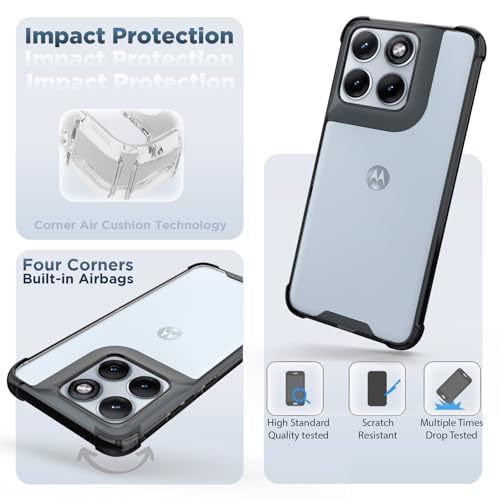 Image of RIGGEAR Shockproof Clear Hybrid Airbag Armor Back Cover Case Compatible with Motorola Moto Edge 70 Fusion 5G (Clear-Black TPU Bumper with Transparent PC)