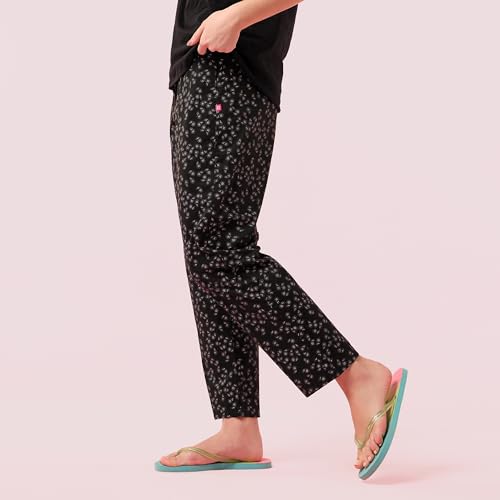 Image of Enamor Mid Rise Full Length Adjustable Drawstring Hangout Pant for Women - Relaxed Fit, Combed Cotton - E4A5