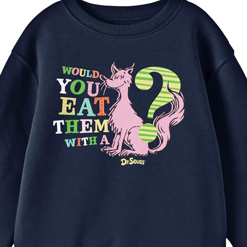 Green Eggs & Ham Would You Eat Them With A Fox Youth Navy Crew Neck Long Sleeve Sweatshirt2