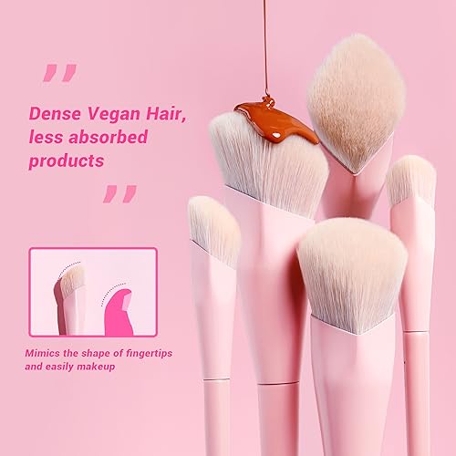 Jessup Foundation and Concealer Brush, Pink Face Makeup Brushes Set 2Pcs Premium Synthetic Face Make up Brushes for Liquid Cream T497 - Image 3