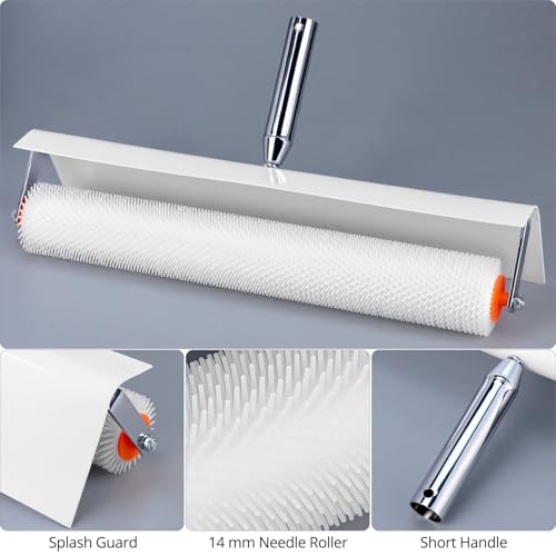 QWORK® Bodenbeschichtung Set, Epoxid Spike Schuhe, Entlüftungsroller 50 cm mit spritzschutz