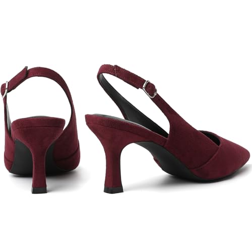 Image of Mostrin Kitten Heels for Women Slingback Pointed Closed Toe Heels Women's Pumps Shoes for Wedding, Party, Commuting