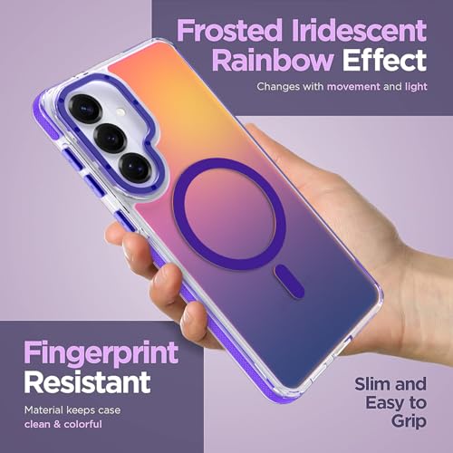 Image of Magnetic Case for Samsung Galaxy S26 Plus [Compatible with Magsafe] [Cute Fashion Fluorescent Design] [1 Screen Protector] Slim Translucent Matte Case for Galaxy S26 Plus 6.7 inch, Purple