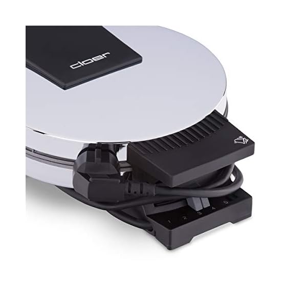 Cloer 185 Waffeleisen für eine Herzwaffel, 930 W, Waffelgröße 16 cm, schwere Backplatten, optische und akustische Fertigmeldung, Edelstahlgehäuse, Edelstahl, Chrom – Bild 7