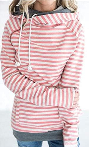 Women Striped Hoodie Sweater Adjustable 