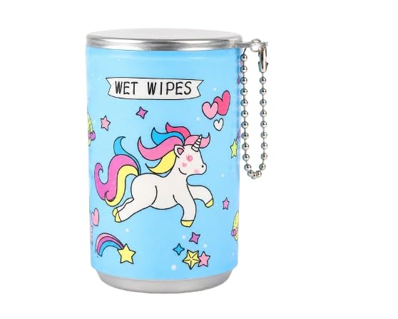 Portable Mini Wet Wipes Can for Kids & Adults | Cute Unicorn Cartoon Tissue Dispenser with Keychain | Travel Friendly Pocket Wet Tissue Holder for Home, School & Outdoor Use-image-29