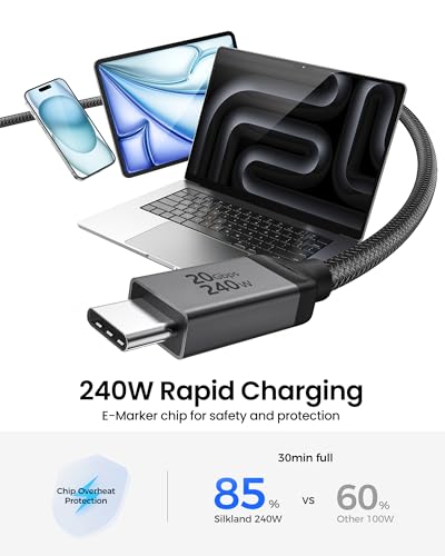 Image of Silkland USB 4 Cable Long, 20Gbps Data Transfer, 5K /4K@60Hz, 240W, 16.5FT /5M