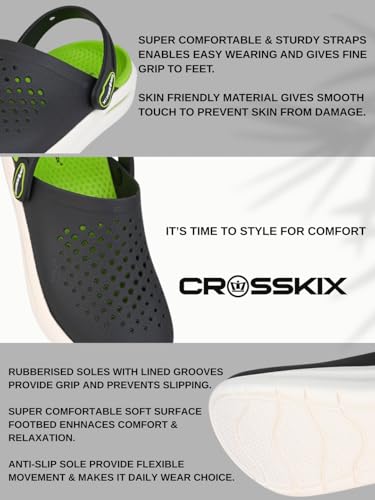 Image of Crosskix AeroComfort 2.0 Men's Lightweight Sport Clogs - Breathable EVA Slip-On Water Shoes with Arch Support and Adjustable Heel Strap