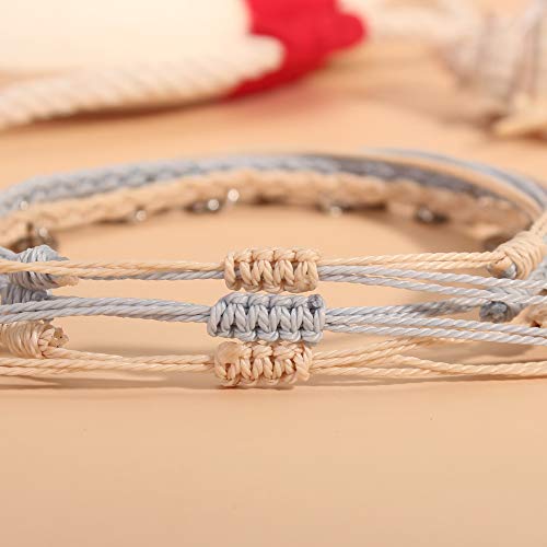 Fancy Shiny String Ankle Bracelets Waterproof Rope Anklets Braided Beach Boho Coin Anklets Cute Friendship Foot Jewelry For Women Teen Girls(Ivory/Gray) #TOP5
