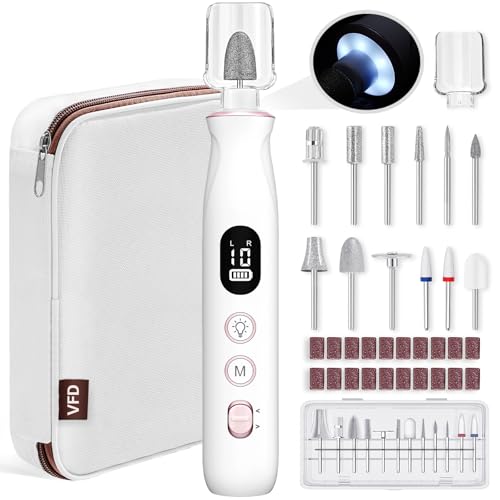 Electric Nail Drill, Cordless 2000 mAh Rechargeable Portable Nail File 12 in 1 Kit for Thick...