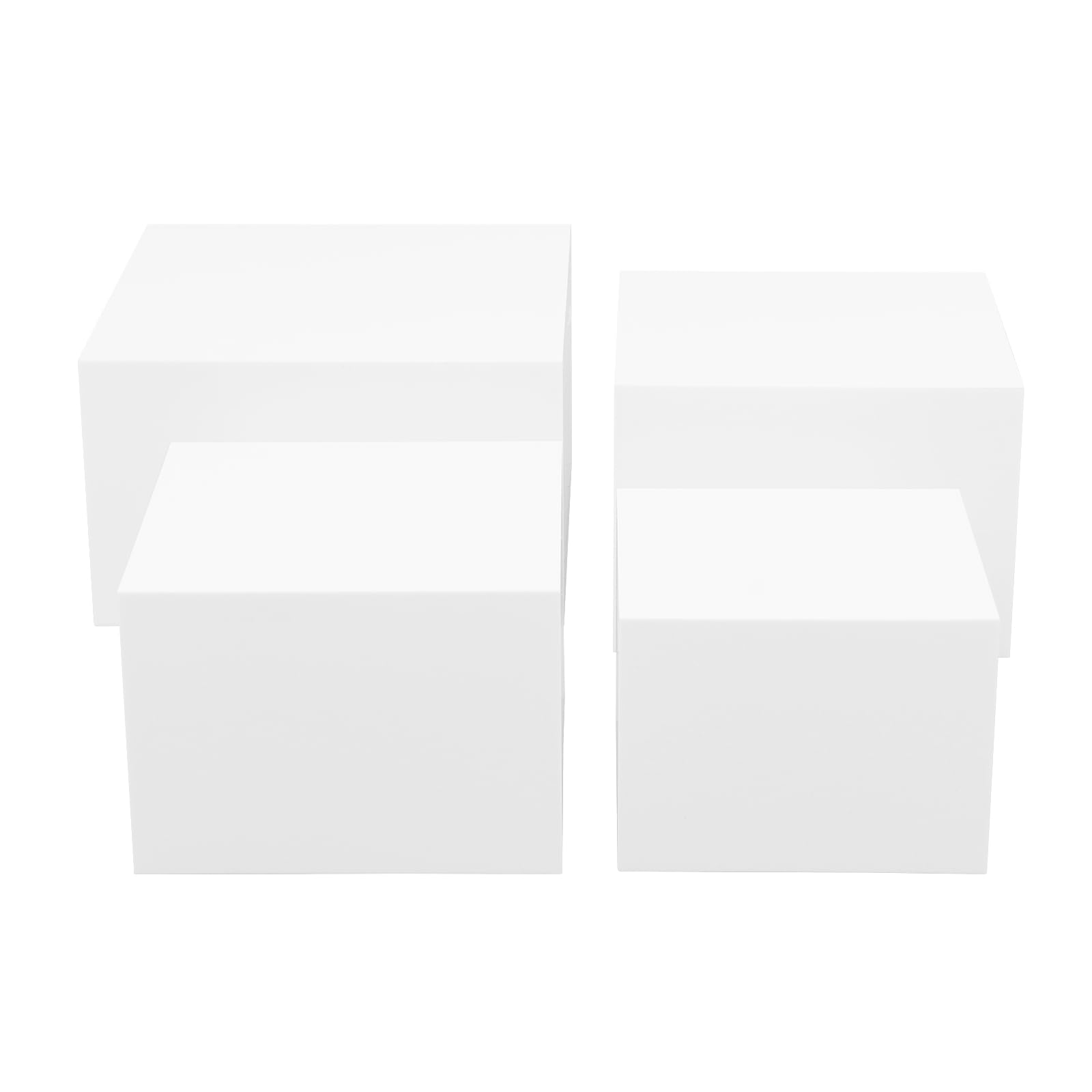 Lot de 4 présentoirs à gâteau en acrylique blanc en 4 tailles (20,4/20,35/30,54 cm) empilables pour cupcakes, objets de collection, bijoux et cosmétiques