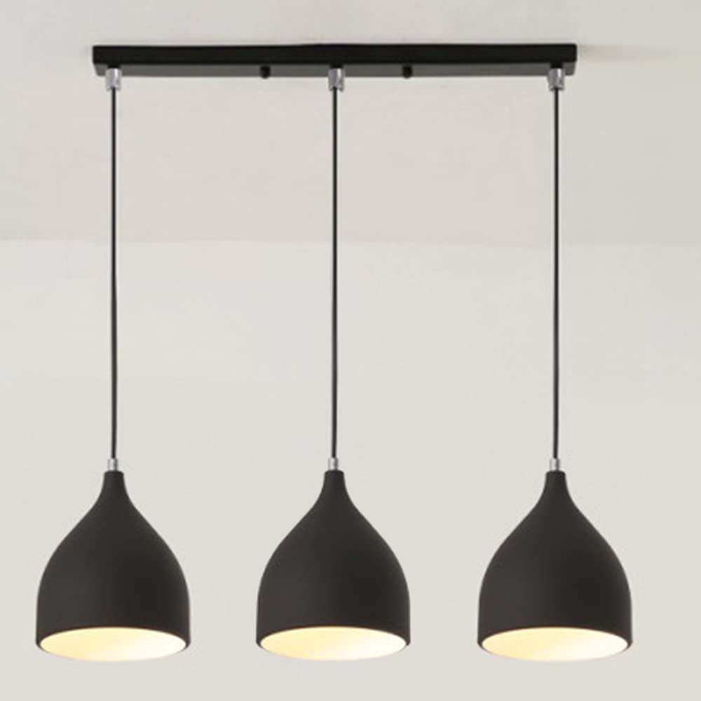 Rétro Metal Suspension 3 Lampes E27 Suspension Industrielle Lampe Vintage Pendante Lumière Vintage en Métal Eclairage de Plafond Lustre Rétro Plafonnier(sans ampoule) (Noir)