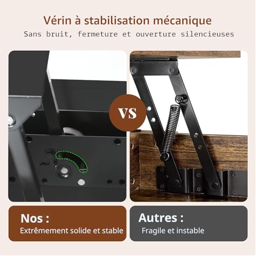 Table basse relevable multifonctionnelle noire avec 4 tabourets vowner - 5
