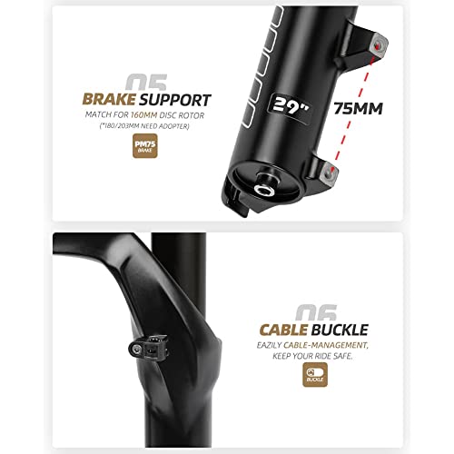 26 27.5 29 Inch Air Mtb Suspension Fork Mountain Bike Front Fork Damping Adjustment Travel 140Mm 1-1/8" Shoulder Control Quick Release Disc Brake Magnesium +Aluminum Alloy ( Color : Gold , Size : 27.5 #TOP3