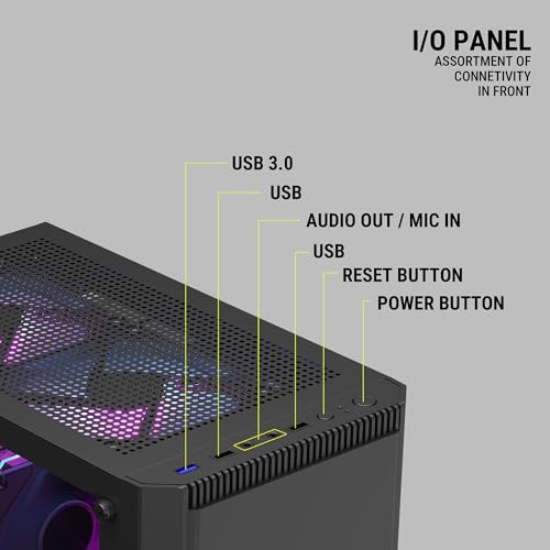 Image of Ant Value VM25 Mid-Tower Gaming Cabinet (Black) - Supports ATX, M-ATX, ITX Motherboards | Tempered Glass Side Panel | 1 Pre-Installed ARGB Fan