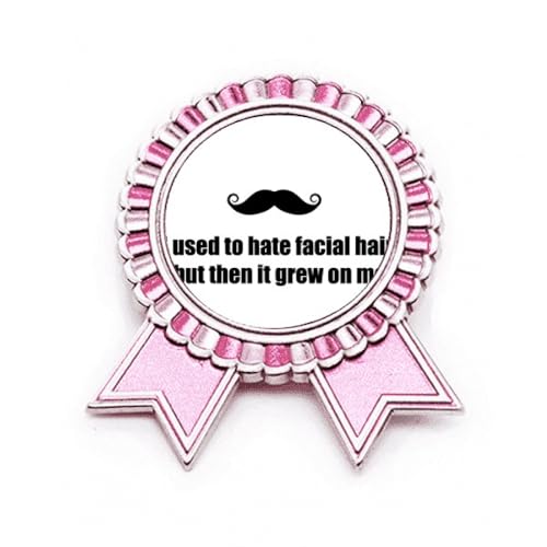 Médaille barbe insigne poils broche rose pour look décalé unique