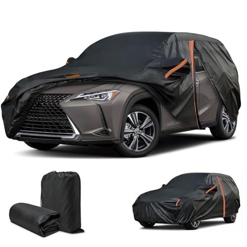 Cover for Lexus UX200 UX250h UX300h, Custom fit UX Cover 2019-2025, SUV Car Cover with Door Zipper/Reflective Strip/Mirror Pockets/Windproof Bands, Full Exterior Covers Sun Dust Hai Protection