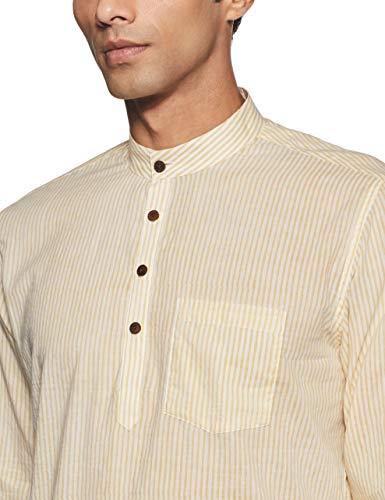 Image of Ethnix by Raymond Men's Cotton Kurta (RTHA00088-Y5 Medium Yellow 92)