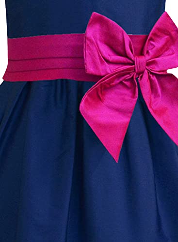 Image of A.T.U.N. (ALL THINGS UBER NICE) Girl's Polyester Fit and Flare Knee Length Special Occasion Dress (GDRS Pen NVF Navy 8-9 Years)