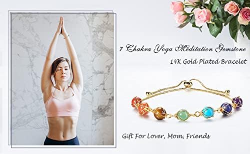 Miniatura 2 de PESOENTH Paquete  2 artículos árbol de la vida arco iris cuarzo cristal piedra preciosa reiki curación roca cruda chakra colgante + 7 pulseras de