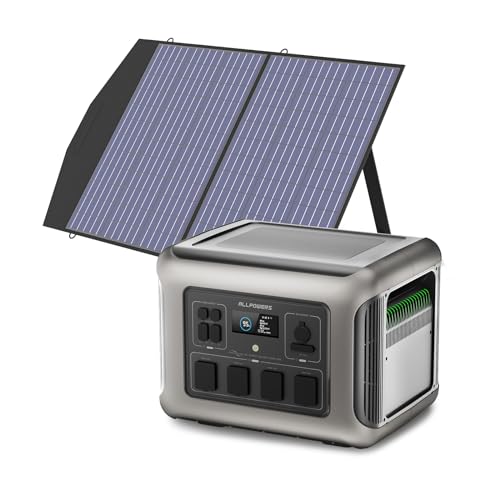 ALLPOWERS R2500 Solar Generator 2016Wh with 100W Portable Solar Panel, 4 X 2500W (4000W Surge) AC Outlets, Portable Power Station, Outdoor Generator for Home Backup Outdoors Camping RV Emergency