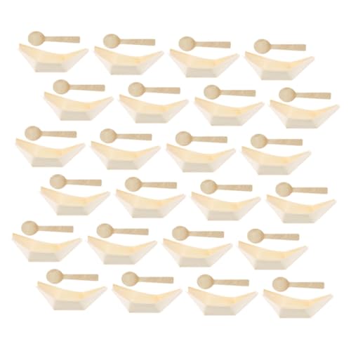 Platos desechables en forma de barco de madera para sushi miniatura 1