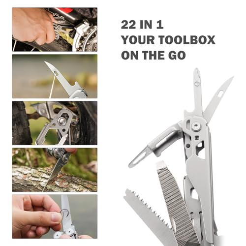 Image of PERWIN Multitool Stainless Steel Multi-Tool Pliers 22-in-1 with Safety Locking, Pocket Knife, Bottle Opener, EDC Equipment With Pocket Clip for Survival, Camping, Hunting and Hiking.
