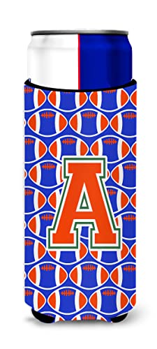 Letter A Football Green, Blue and Orange Ultra Beverage Insulators for slim cans CJ1083-AMUK