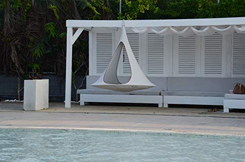 Image of Vivere Cacoon Hanging Songo Chair- Indoor /Outdoor Olefin Canvas- 440 lb Capacity (Moon)