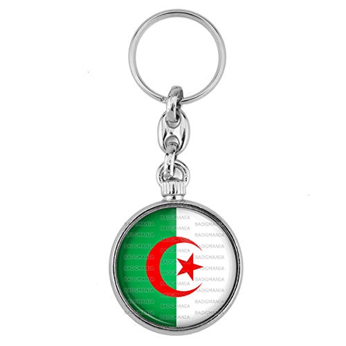 BADGMANIA Porte Clés Métal 2 faces Drapeau Algérie Algérien Croissant Rouge Embleme Islamique Logo 33mm