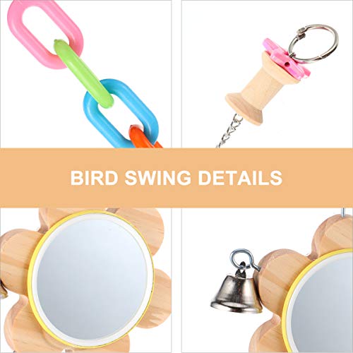VILLCASE PÃ¡ssaro Espelho BalanÃ§o Gaiola de Madeira Animal de EstimaÃ§Ã£o Rede Dentes Brinquedo de