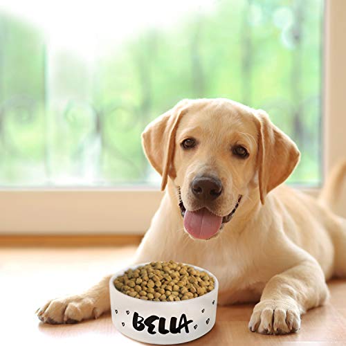 Personalized Dog Bowl W/Name - Ceramic Bowl For Dogs And Cats - 2 Sizes For Small And Large Dogs - Little Hearts - Pet Dish For Dry Or Wet Food And Water, Pet Owner Gifts, Custom Pet Food Bowl #TOP2
