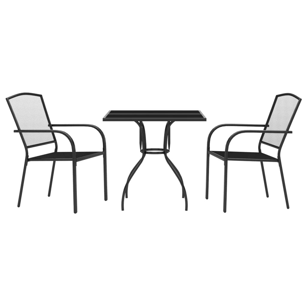 Outdoor Furniture - Juego de comedor de jardín de 3 piezas de acero antracita para exteriores