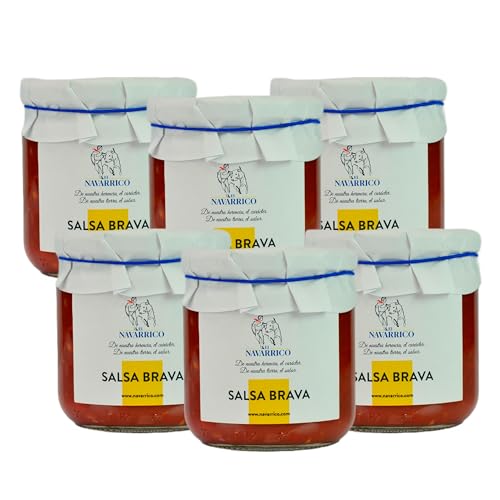 El NAVARRICO - Salsa brava | Ingredientes Premium | Sin Elementos Artificiales | Sin Gluten y Sin Alérgenos | Contiene Tomate y Pimiento del Piquillo | Pack de 6 (315 ml)