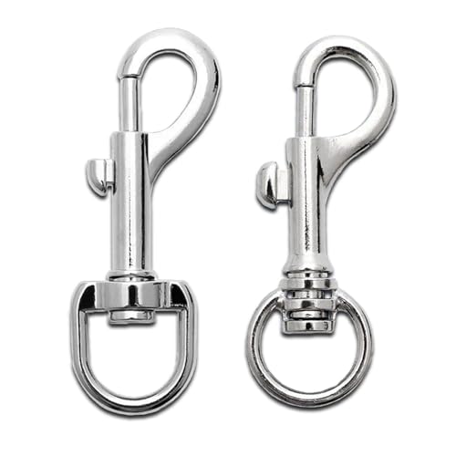Kisstta Lot de 2 mousquetons avec articulation pivotante, mousqueton pour laisse de chien, mousqueton en acier inoxydable, mousqueton en acier inoxydable, pour mousqueton, porte-clés, laisse de chien