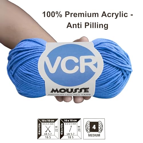 Image of VCR 4ply Peacock Yarn, 100 Grams Hank, 190 Meters Length, Acrylic Ball for Crochet and Knitting, Soft Crosia Threads, Pack of 1 Yarn, Suitable for DIY Crafts