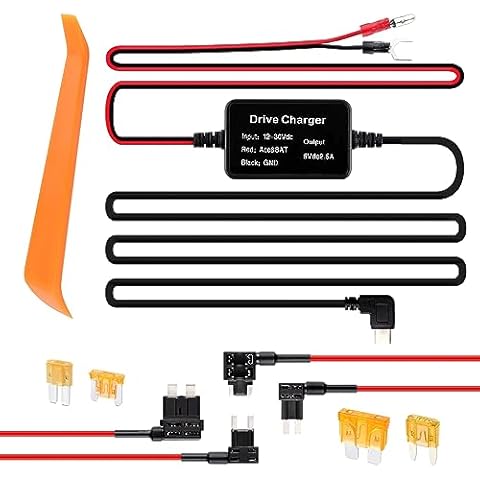 Dash Cam Hardwire Kit,[Upgraded Version] USB C Hardwire Kit for Dash Camera with 12V-24V to 5V Power Supply,Fuse Tap,Blade Fuses & Pry Tool,Protecting Car Dash Cam Front and Rear Cover