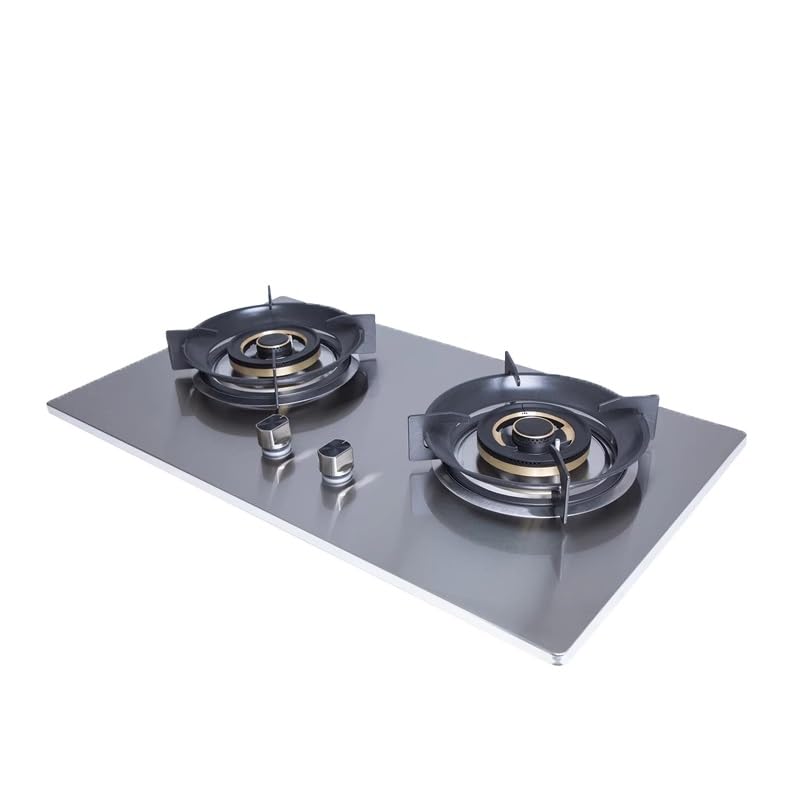 Doppelbrenner-Gaskocher, Campingkocher mit Flammendurchschlagschutz, Edelstahlplatte und Kupferbrenner, for Tisch- oder Einbaukocher(LPG)