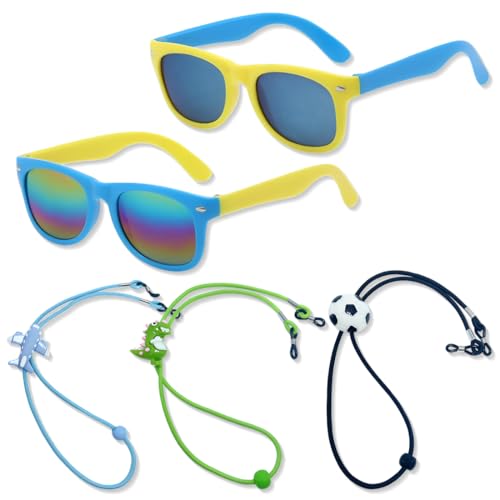 KEWUF Gafas de Sol Infantiles Polarizadas con Correa Ajustable