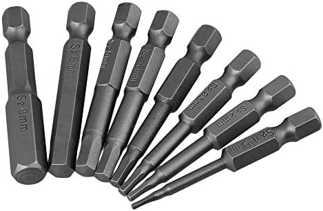 Mesee 8 Pieces S2 Steel Magnetic Hexagon Screwdriver Bits Set, H1.5-H8 Hex Head Allen Wrench Drill Bit with 1/4 inch Hex Shank, 50mm Length