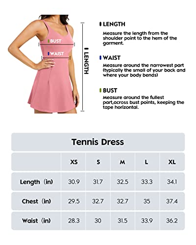 Womens Tennis Dresses With 4 Pocket Athletic Dress With Built In Bra & Separated Shorts Exercise Workout Dress (Rose Pink,Medium) #TOP5