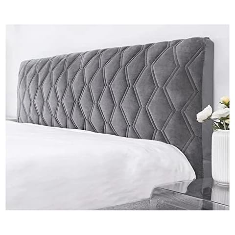 RTSFKFS Bed Headboard Cover Velvet King with Pocket Headboard Slipcover Queen Padded Gray Bed Head Cover Thicken Quilted Dustproof Headboard Protector Cover Full/Twin/California King Size Cover