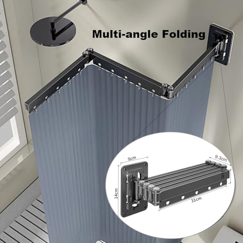 Ensemble de tringle à rideau de douche pliable en aluminium robuste et durable - 3