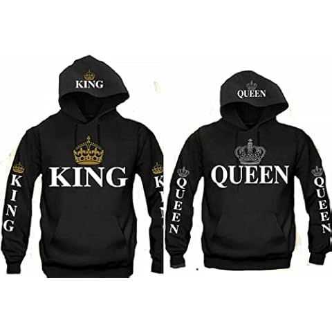 King Or Queen Crown Christmas Hoodies Pull over Matching Love Couples Valentines Matching Cover