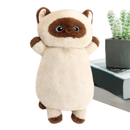 Coussin chat long peluche doudou 65 cm pour lit et canapé