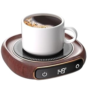 Coffee Mug Warmer, Cup Warmer for Desk with Auto Shut Off, 3 Temp Settings, Mug Warmer for Coffee, Beverage, Milk, Tea, Hot Chocolate, Coffee Warmer Plate in Your Home & Office, Gift (Dark Wood)
