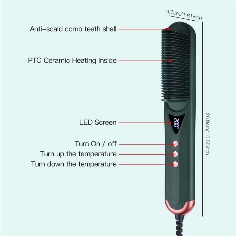 Plancha para el Cabello y Rizador Eléctrico con Cepillo Caliente, Tecnología de Iones Negativos, 7 Niveles de Temperatura, Ideal para Rizar y Alisar (Color: Verde) miniatura 6