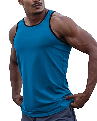 Esobo Men's Fitness Bodybuilding Sleeveless T Shirt Workout Tank Top Gym Muscle Tee Blue #TOP30