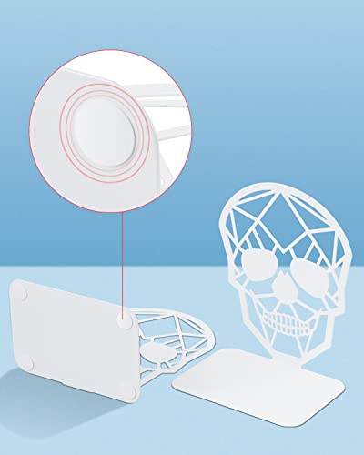 2 Pairs Black + 2 Pairs White Skull Design Bookend Metal Book Ends, Heavy Duty Bookends For Shelves Desk, Skull Book Shelf Holder For Heavy Books, Decorative Desktop Organizer Home Office #TOP2